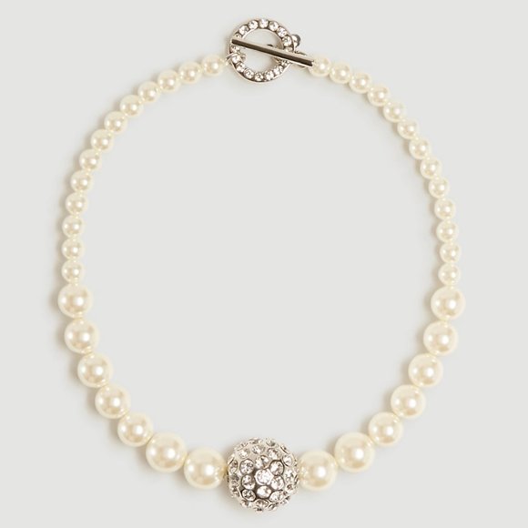 Ann Taylor Jewelry - NWT-One Size-Ann Taylor Pearlized Pave Ball Necklace